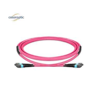1m Multi fibre pousse sur le câble de patch MPO avec veste en PVC couleur Aqua